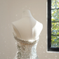 Silver strapless fitted long ball gown, bridal dress R8521