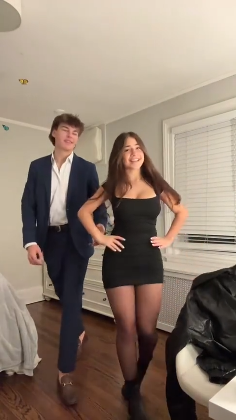 Black suspender waist slim hip skirt homecoming dress R5579