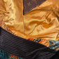 Yellow and blue color-blocked halter neck fitted waist long ball gown R6889