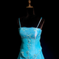 Blue halter-neck fitted long elegant ball gown R8673