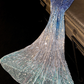 Blue gradient off-the-shoulder sequined fitted long ball gown/bridal dress R8826