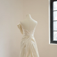 Off-white strapless fitted satin short ball gown, bridal dress R8552