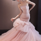 Light pink tube top waist slim hip fishtail sexy long dress ball gown, bridal gown R6031