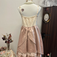 Pink suspender 3D flower waist slim satin skirt homecoming dress R4315