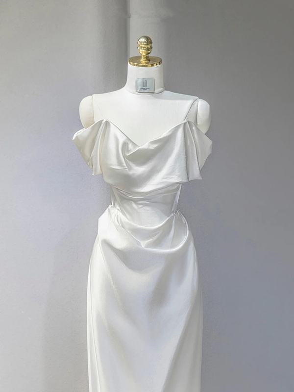 White off-the-shoulder fitted waist sexy long ball gown/bridal dress R9036