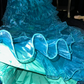 Lake blue strapless, fitted waist, hip-hugging, long fairy ball gown R6929