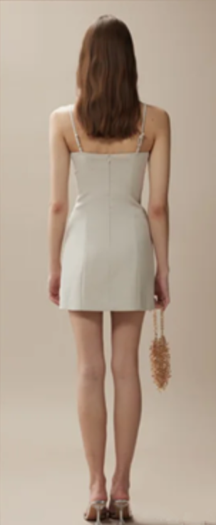 Satin suspenders waist slimming hip skirt homecoming dress R4388