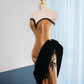 Gold strapless, fitted, bodycon, sexy long ball gown R9006