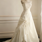 White strapless, fitted A-line long ball gown/bridal dress R6730