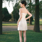 White tube top waist slimming simple gentle short skirt homecoming dress R4187