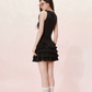 Fairycore Black Sleeveless Dress With Tiered Cake Skirt And V-Neckline R9296