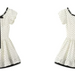 White Polka Dot Mini Dress with Black Bow and Puff Sleeves R9213