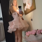 Pink Strapless Fitted Waist Puffy Skirt Homecoming Dress R5440