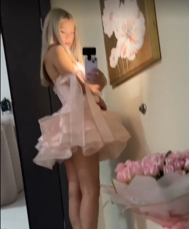 Pink Strapless Fitted Waist Puffy Skirt Homecoming Dress R5440