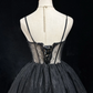 Black suspender lace embroidery waist puffy princess dress homecoming dress R4917