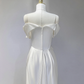 White off-the-shoulder fitted waist sexy long ball gown/bridal dress R9036