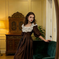Mage Lace Square Neckline Fitted Waist Long Ball Gown R8582