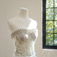 Silver strapless fitted long ball gown, bridal dress R8521