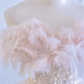 Light pink strapless feather design, rhinestone base, long sexy ball gown/bridal dress R8280