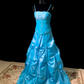 Blue halter-neck fitted long elegant ball gown R8673