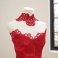 Red strapless, fitted waist, lace skirt design, long, sexy ball gown, bridal dress R8513
