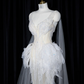 White strapless, fitted, sexy long ball gown/bridal dress R8946