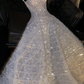 White halter-neck rhinestone-embellished long ball gown/bridal dress R8766