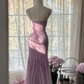 Light purple halter-neck fitted bodycon long ball gown R7725