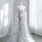Champagne-colored, rhinestone-embellished, strapless, fitted, long ball gown/bridal dress R8856
