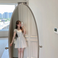 White baby doll collar slim waist A-line cute short skirt R5033