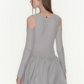 Grey Cutout Long Sleeve Drawstring Dress Women High Waist Puff Hem Mini Dress R9385