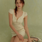 White Lace Mini Dress Women With Puff Sleeves And Sweetheart Neck R9459