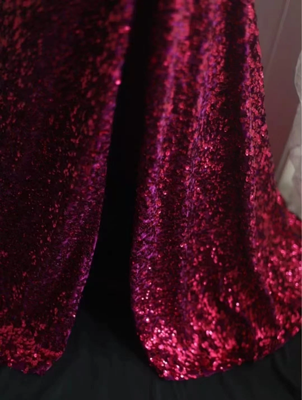 Rose pink sequined halter top, fitted waist, bodycon long ball gown R6769