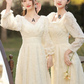 Apricot long-sleeved lace waist slim-fit sister ball gown, bridesmaid dress R5971