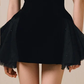 Black shawl suspenders slim waist A-line short skirt homecoming dress R4631