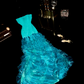 Lake blue strapless, fitted waist, hip-hugging, long fairy ball gown R6929