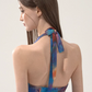 Tie-Dye Halter Neck Mini Dress With Ruffle Trim And Asymmetric Hem R9288
