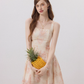 Pink Floral Print Halter Neck Mini Dress Women With A-Line Skirt R9489