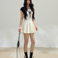 Casual Summer Slim Fit Flare Mini Dress with Color Block Sleeves and Heart Cutout Design R9372