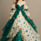 Green tube top waist cake puffy long dress, prom dress R5340