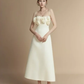 Apricot halter neckline three-dimensional flower high waist A-line elegant long dress homecoming dress R4837