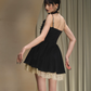 Gothic Coquette Bustier Dress with Lace Flounce Hem R9201
