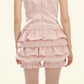 Pink Satin Cami Mini Dress With Bow Detail And Tiered Ruffle Skirt R9294