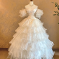 White off-the-shoulder fitted waist ball gown/bridal dress with a full skirt R7222