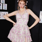 Soft Girl Coquette Halter Neck Purple Rose Pattern Slim Fit Tiered Hem Mini Dress R9314