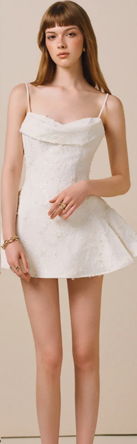 Slingback suspenders waist slim fit A-line playful cute short skirt homecoming dress R4590