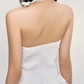 White Halter Neck Tiered Mini Dress with Bow Neckline, Button Front, Smocked Back and Ruffled Skirt R9250