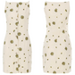 Beige Floral Embroidered Cami Mini Dress Women With Button Front Detail R9478