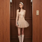 Balletcore Cami Strap Tutu Mini Dress with Lace Trim & Bow Detail R9148