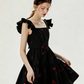 Black Heart Embroidered Mini Dress Women With Ruffled Cap Sleeves R9463